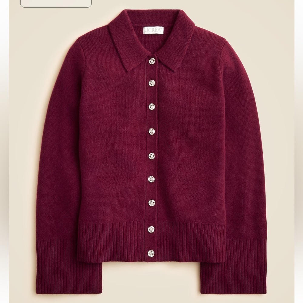 J crew Milano-stitch cinched-waist cardigan with embellished buttons